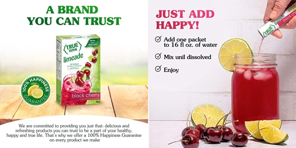 Purchase True Lime Limeade Stick Pack, Black Cherry, 10 Count (1.06oz) on Amazon.com