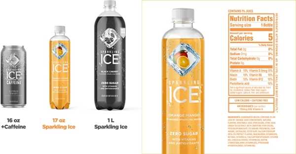 Purchase Sparkling Ice, Orange Mango Sparkling Water, with Antioxidants and Vitamins, Zero Sugar, 17 fl oz Bottles (Pack of 12) on Amazon.com