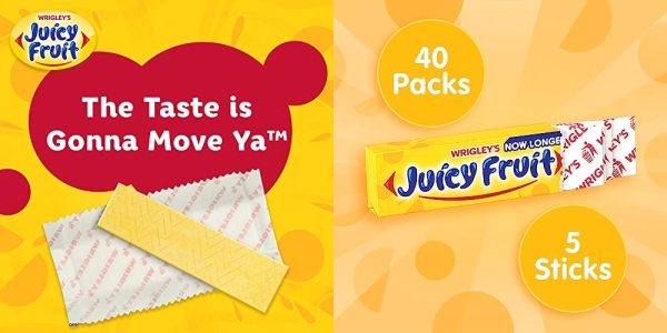 Purchase JUICY FRUIT Original Bubble Chewing Gum, 5 Stick (40 Packs) on Amazon.com