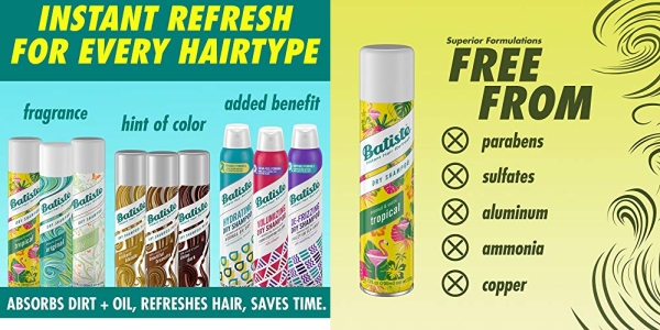 Purchase Batiste Dry Shampoo, Tropical Fragrance, 6.73 Fl Oz, Pack of 3 on Amazon.com
