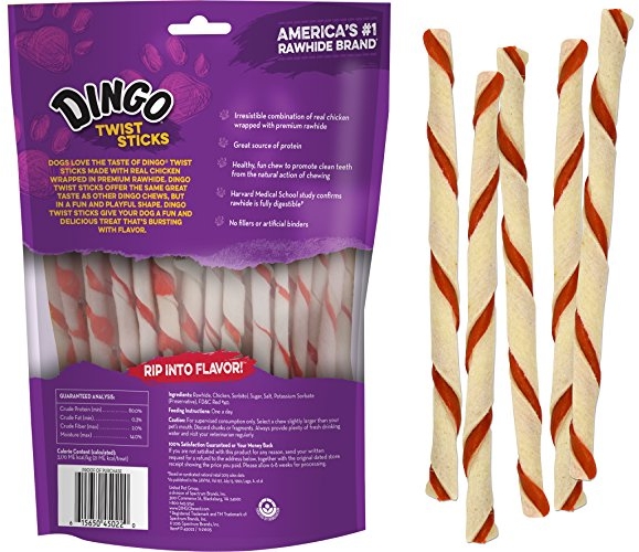 Purchase Dingo Twist Sticks Rawhide Chews, Made With Real Chicken on Amazon.com