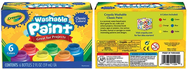 Purchase Crayola Washable Kids Paint, 6 Count, Painting Supplies, Gift, Assorted on Amazon.com