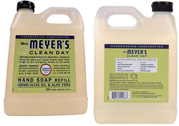 Purchase Mrs. Meyer's Clean Day Liquid Hand Soap Refill, Cruelty Free and Biodegradable Hand Wash Made with Essential Oils, Lemon Verbena Scent, 33 oz on Amazon.com