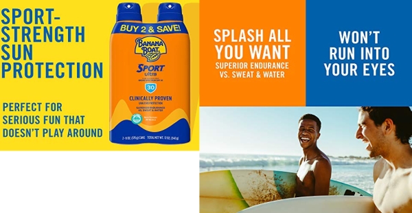 Purchase Banana Boat Sport Ultra, Reef Friendly, Broad Spectrum Sunscreen Spray, SPF 30, 6oz. - Twin Pack on Amazon.com