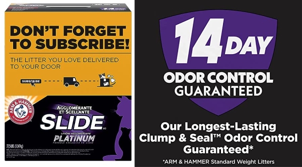 Purchase ARM & HAMMER Slide Multi-Cat Platinum Easy Clean-Up Clumping Cat Litter with 14 Days of Odor Control, 27.5 lbs. on Amazon.com