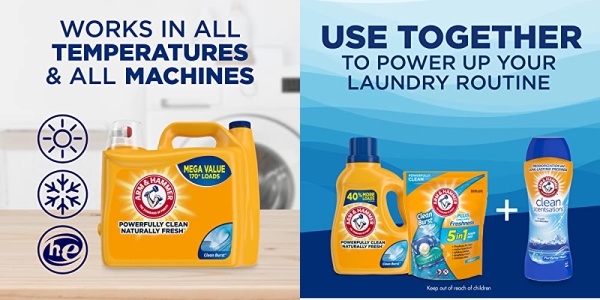 Purchase Arm & Hammer Clean Burst, 170 Loads Liquid Laundry Detergent, 170 Fl oz on Amazon.com
