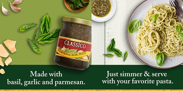Purchase Classico Signature Recipes Traditional Basil Pesto Sauce & Spread (8.1 oz Jar) on Amazon.com