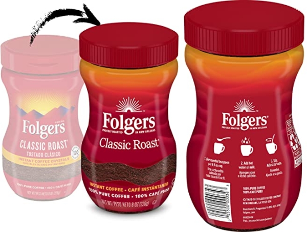 Purchase Folgers Classic Roast Instant Coffee Crystals, 8 Ounces on Amazon.com