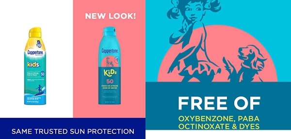 Purchase Coppertone Kids SPF 50 Sunscreen Spray, Water Resistant, 5.5 oz (2 Pack) on Amazon.com