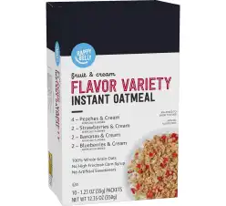 Amazon Brand - Happy Belly Instant Oatmeal, Fruit & Cream Variety Pack, 1.23 Ounce (Pack of 10)