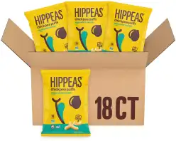 Hippeas Vegan White Cheddar Chickpea Puffs, 0.8oz, 3g Protein, Gluten-Free, Crunchy Snacks