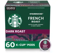 Starbucks Dark Roast Coffee Pods - French Roast for Keurig Brewers - 100% Arabica - 60 pods