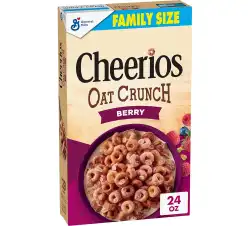 Cheerios Oat Crunch Berry Oat Breakfast Cereal, Family Size, 24 oz