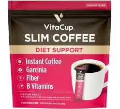 VitaCup Slim Instant Coffee Packets with Garcinia & B Vitamins, Bold & Smooth, 100% Arabica, 24 Ct