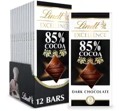 Lindt EXCELLENCE 85 Cocoa Dark Chocolate Bar, Mother's Day Chocolate Candy, 3.5 oz. (12 Pack)