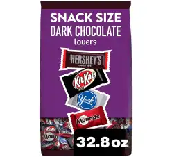 Hershey Assorted Dark Chocolate Flavored Snack Size, Candy Party Pack, 32.89 oz