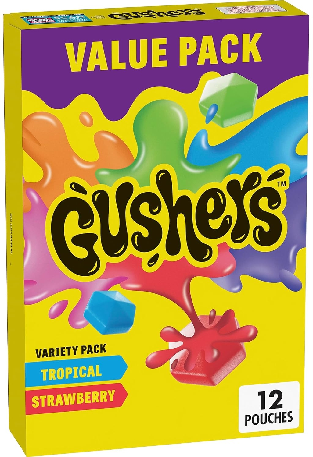 Gushers Fruit Flavored Snacks, Strawberry Splash and Tropical, 12 ct