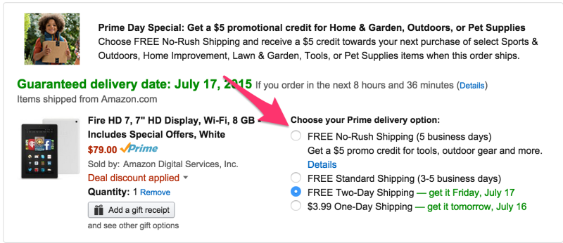 Select Order $5 No-Rush shipping Credit