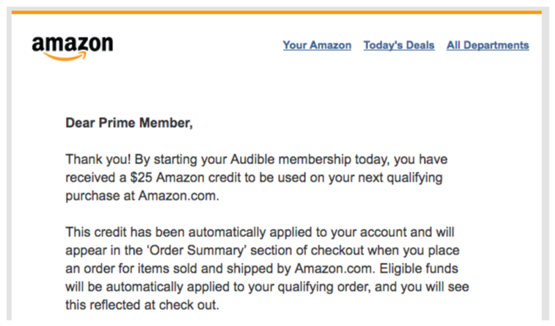 FREE $25 Amazon Credit For Prime Members (Join Audible for $14.95)