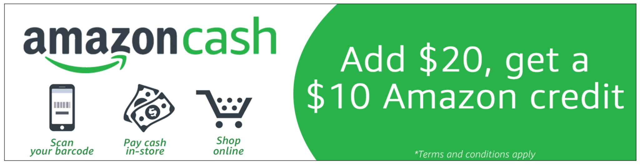 Amazon Cash: Add $20, Get a $10 Credit!