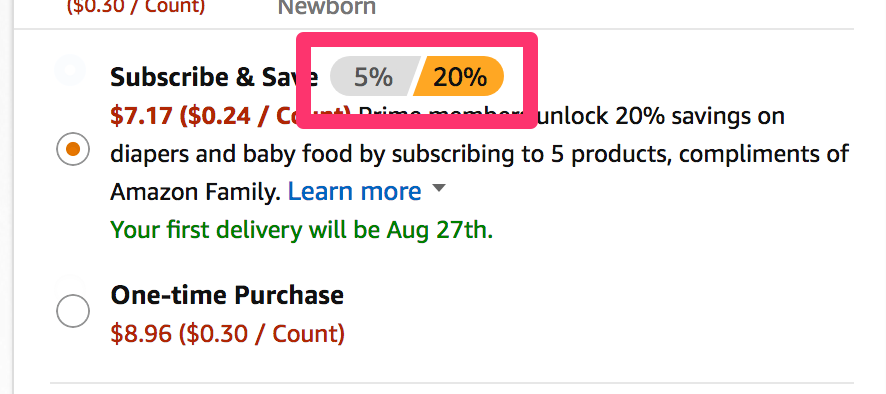 Amazon Family PSA: 5 Or More Subscriptions In Month Required for 20% Off Diapers