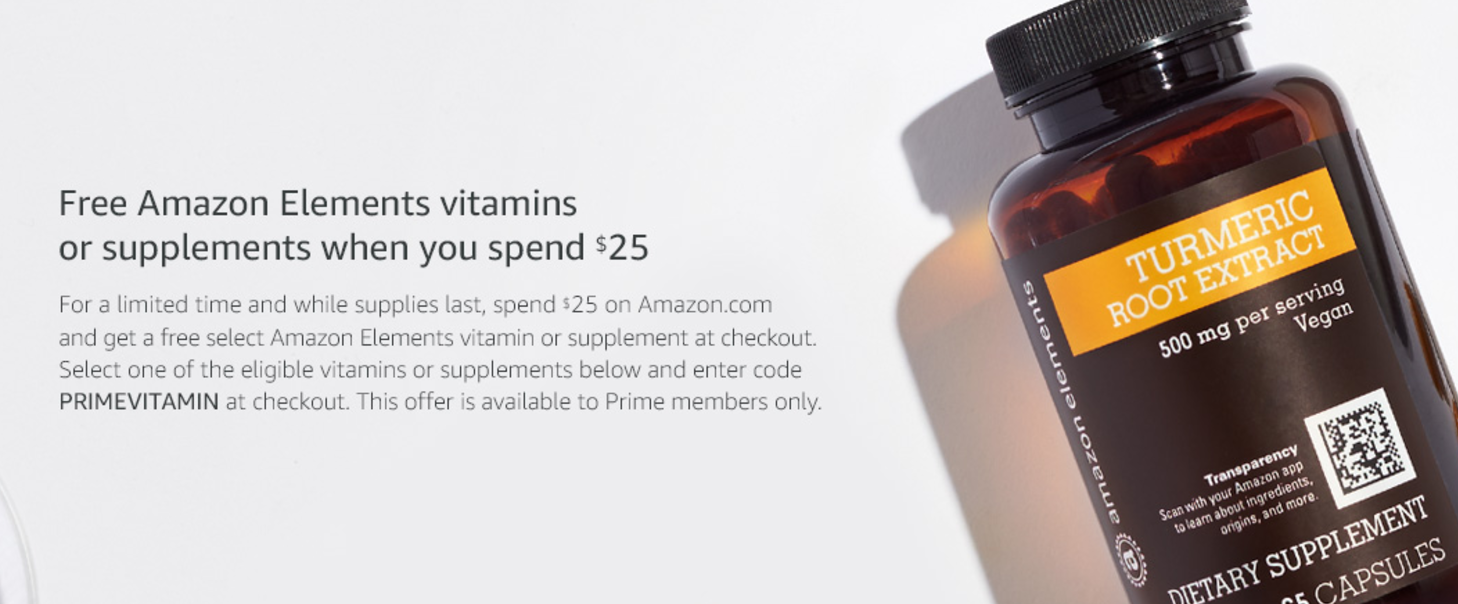 FREE Amazon Elements Vitamins W/ $25 Purchase!