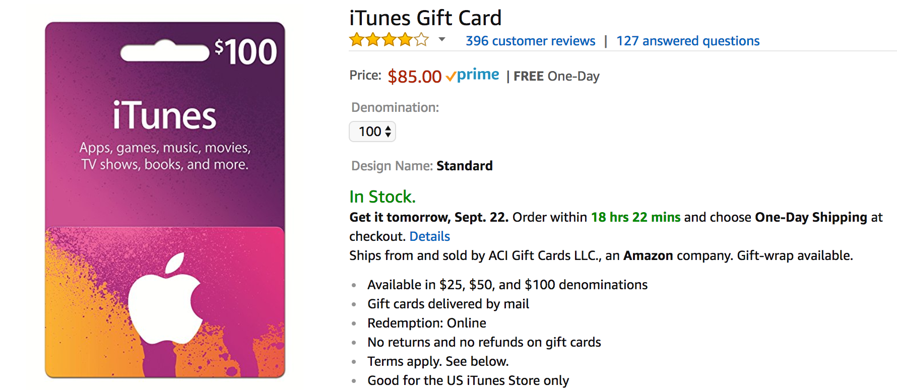 *WILL SELL OUT* $100 iTunes Gift Card ONLY $85