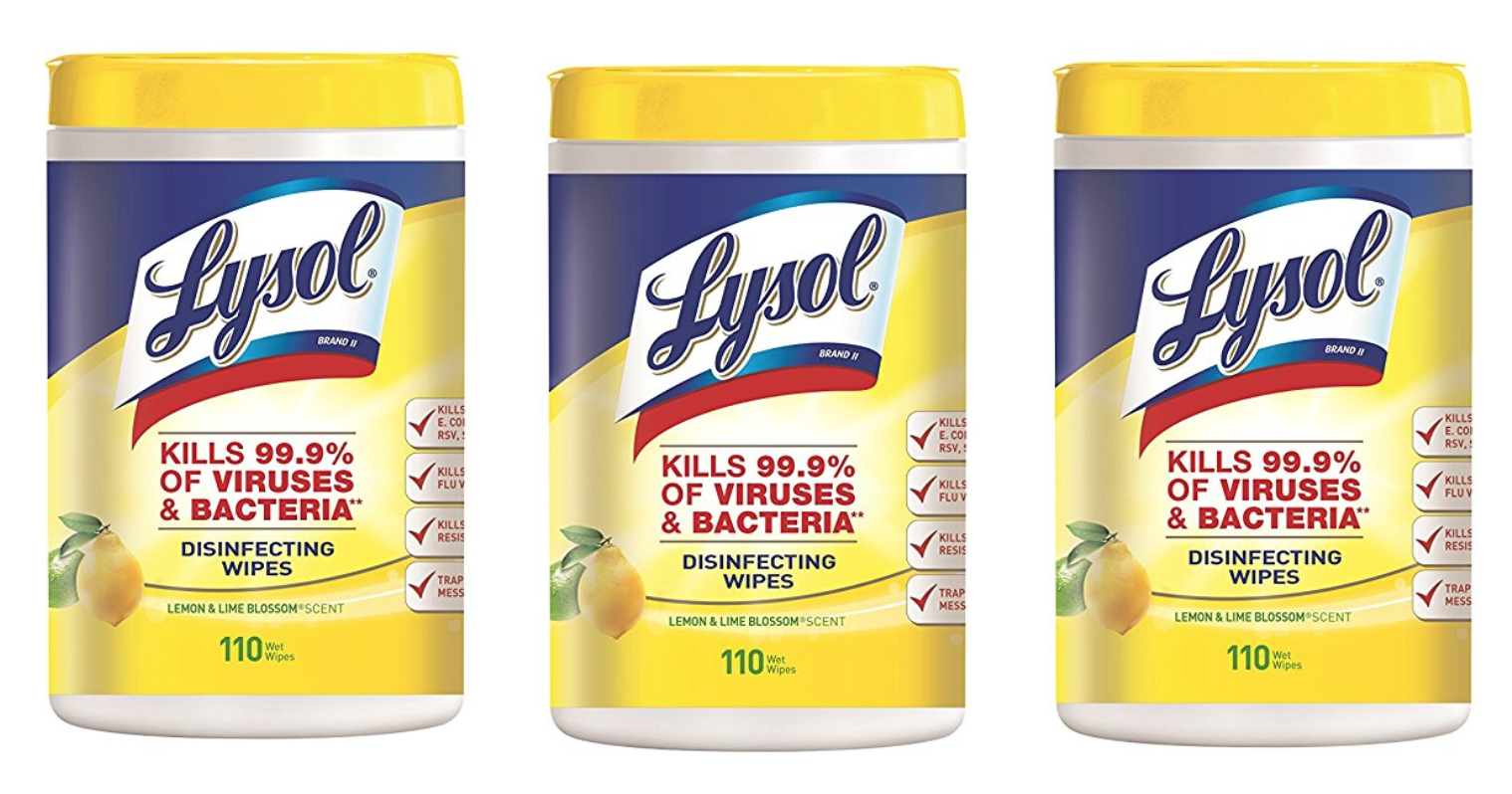 Lysol Disinfecting Wipes, Lemon & Lime Blossom, 330ct (3X110ct) as low as $6.44 (reg. $13.99)