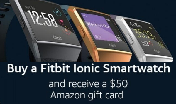 Amazon Black Friday: Purchase Fitbit Ionic Smartwatch Receive $50 Gift Card!