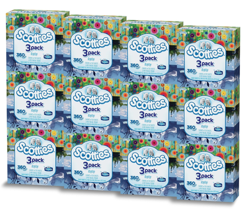 *Price Mistake?!* Scotties 2-Ply Facial Tissue, 120 Count, 3 Count, (Pack of 12) -- $11.52 or 32¢/Box!