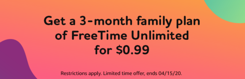Keep the Kids Busy: 3 Months of Amazon FreeTime Unlimited ONLY 99¢